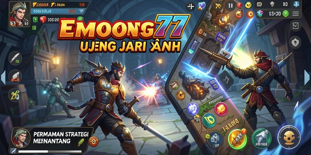 Gambaran visual dari gameplay strategi yang intens di EMON77.