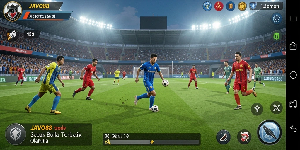 Tampilan seru gameplay JAVO88 dengan aksi sepak bola yang mendebarkan.