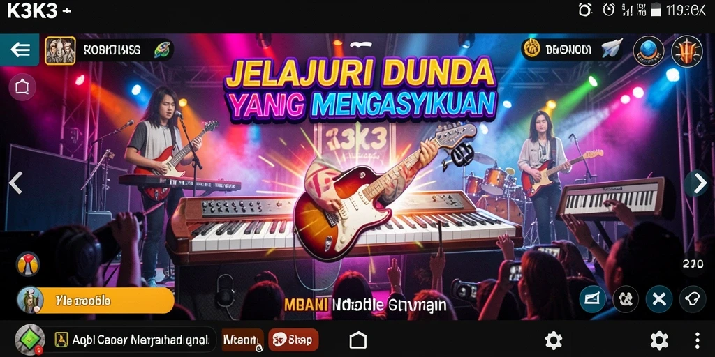 Screenshot gameplay K3K3 yang menunjukkan aksi bermain musik.