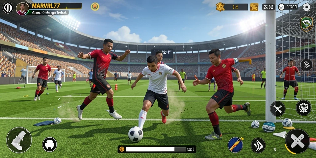 Tampilan gameplay MARVRL77 yang penuh aksi dalam pertandingan olahraga.