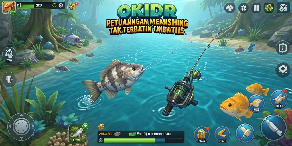 Tampilan gameplay <strong>OKIDR</strong> yang memukau dengan aksi memancing yang mendebarkan.