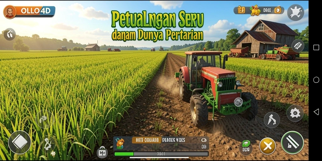 Tangkapan layar gameplay OLLO4D menampilkan aktivitas pertanian yang menarik.