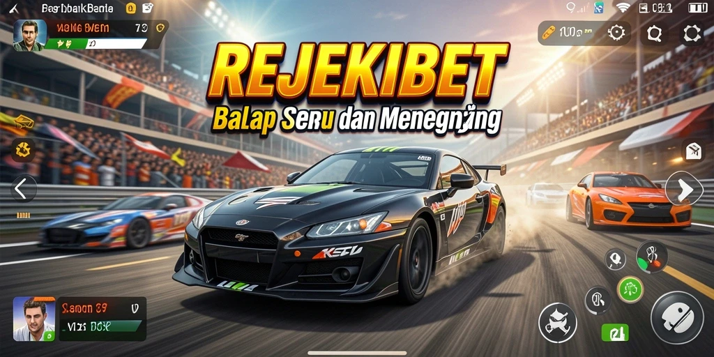 Tampilan gameplay seru di REJEKIBET dengan balapan menegangkan.