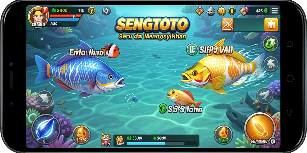 Screenshot gameplay SENGTOTO menampilkan aksi menembak ikan yang seru.