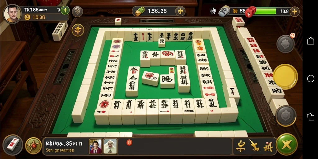 Tampilan gameplay seru di TKP188 dengan ubin Mahjong berwarna-warni.