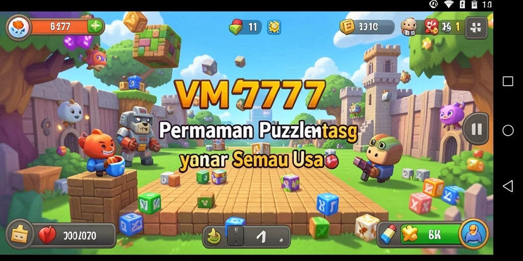 Screenshot gameplay VM777 menunjukkan tantangan Puzzle yang menarik.